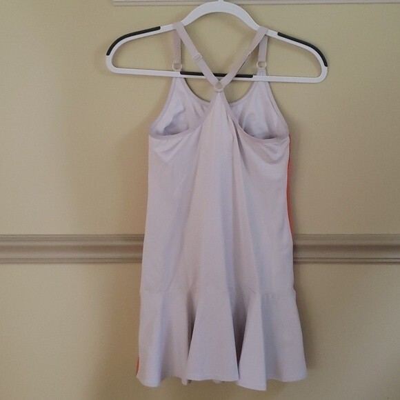 Ladies Tennis Dress White/Orange stripe Racer Back with adjustable straps Size M - Picture 2 of 4